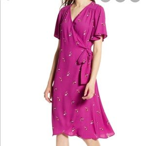 Halogen flutter sleeve wrap dress